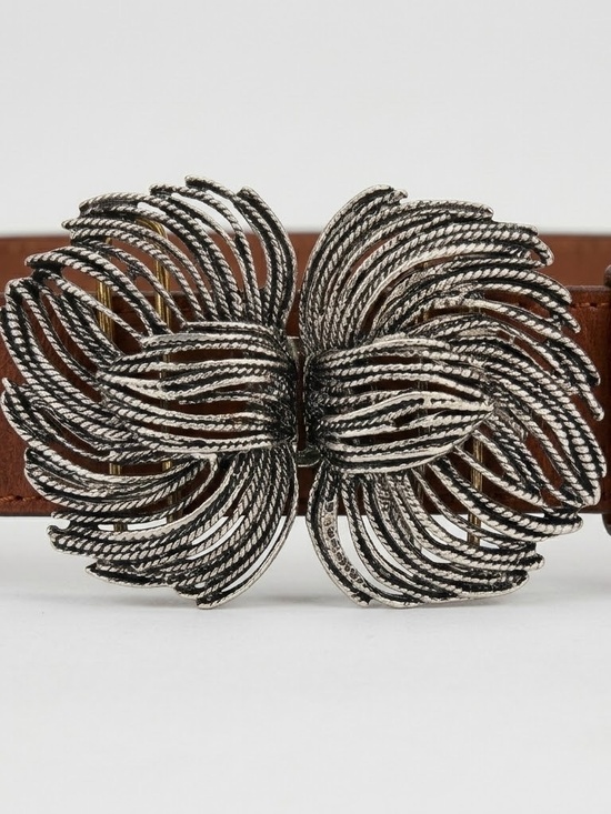 VTG 70s Brutalist Large Belt Buckle Statement Cast Metalwork Heavy Runway Rare main image 7